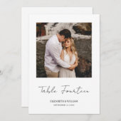 Minimale Tischnummer-Karte für Skript-Foto Einladung (Vorne/Hinten)