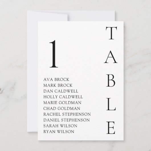 Minimale Tischnummer Sitzkarte (Rückseite)