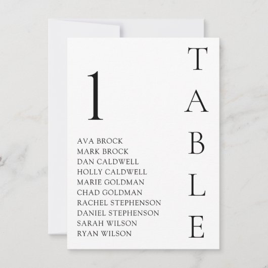 Minimale Tischnummer Sitzkarte (Vorderseite)