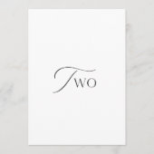 Minimale Tischnummer Zwei für die Hochzeit (Vorderseite)