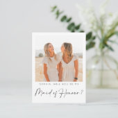 Minimale Trauzeugin Vorschlagskarte mit Foto Postkarte (Stehend Vorderseite)