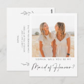 Minimale Trauzeugin Vorschlagskarte mit Foto Postkarte (Vorne/Hinten)