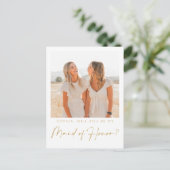 Minimale Trauzeugin Vorschlagskarte mit Foto Postkarte (Stehend Vorderseite)