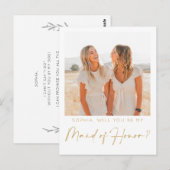 Minimale Trauzeugin Vorschlagskarte mit Foto Postkarte (Vorne/Hinten)