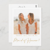 Minimale Trauzeugin Vorschlagskarte mit Foto Postkarte (Vorne/Hinten)