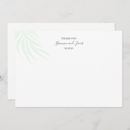 Minimale Tropical Palm Blätter Danke Note Card (Vorne/Hinten)