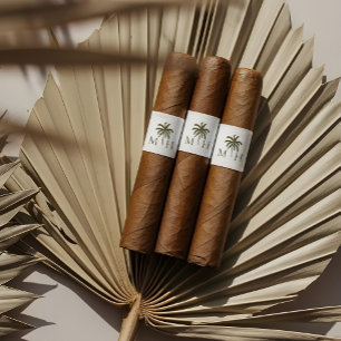 Minimale tropische Palmbaum-Monogramm-Zigarrenbänd