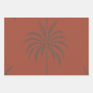 Minimale tropische Palmenbaum-Muster-Terrakotta Geschenkpapier Set