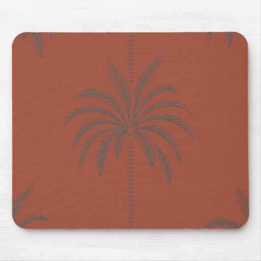 Minimale tropische Palmenbaum-Muster-Terrakotta Mousepad (Vorne)