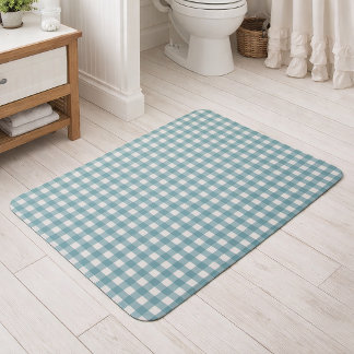 Minimale Türkis-Weiß-Gingham-Karo-Muster Badematte