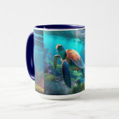 Minimale Turtle-Emblem-Kunst Kaffee-Tasse Tasse (Vorderseite Links)