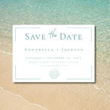 Minimale Typografie Aqua & White Muschel Hochzeit