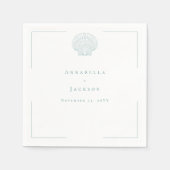 Minimale Typografie Aqua & White Seashell Wedding Serviette (Vorderseite)