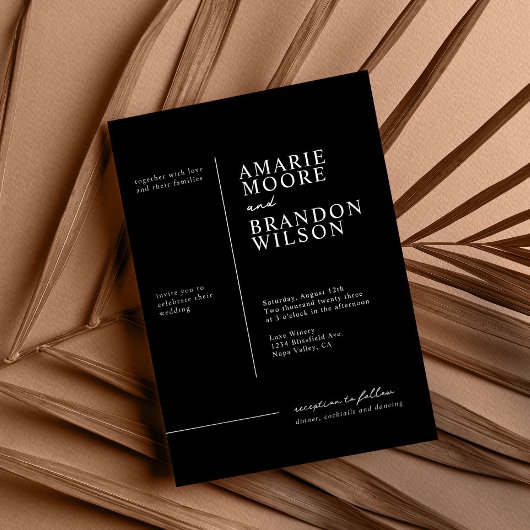 Minimale Typografie Black Wedding Einladung