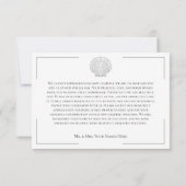 Minimale Typografie Black & White Seashell Wedding Dankeskarte (Rückseite)