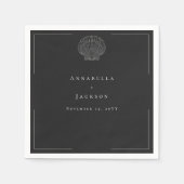 Minimale Typografie Black & White Seashell Wedding Serviette (Vorderseite)