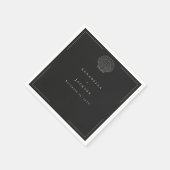 Minimale Typografie Black & White Seashell Wedding Serviette (Ecke)