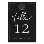 Minimale Typografie Black & White Seashell Wedding Tischnummer (Rückseite)