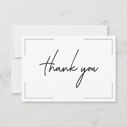 Minimale Typografie Black & White Wedding Dankeskarte (Vorderseite)