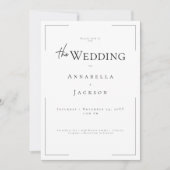 Minimale Typografie Black & White Wedding Einladung (Vorderseite)