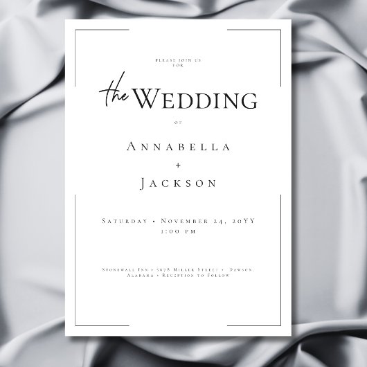 Minimale Typografie Black & White Wedding Einladung
