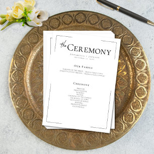 Minimale Typografie Black & White Wedding Programm