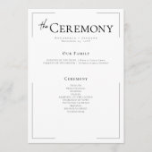 Minimale Typografie Black & White Wedding Programm (Vorderseite)