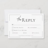 Minimale Typografie Black & White Wedding RSVP Karte (Vorderseite)