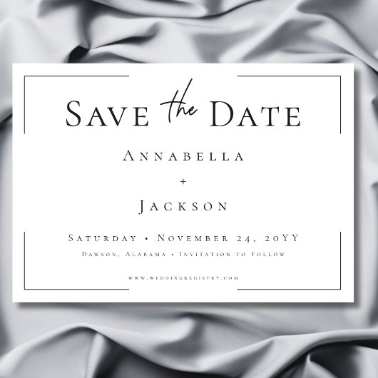 Minimale Typografie Black & White Wedding Save The Date