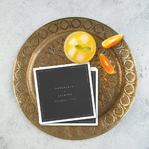 Minimale Typografie Black & White Wedding Serviette