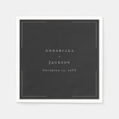 Minimale Typografie Black & White Wedding Serviette (Vorderseite)