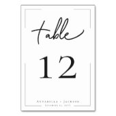 Minimale Typografie Black & White Wedding Tischnummer (Rückseite)