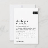 Minimale Typografie Chic Monogram Foto Wedding Dankeskarte (Rückseite)