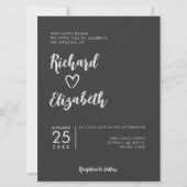 Minimale Typografie Clean Moderne dunkle Hochzeit Einladung (Vorderseite)