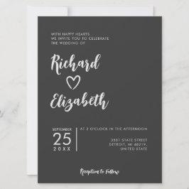 Minimale Typografie Clean Moderne dunkle Hochzeit Einladung
