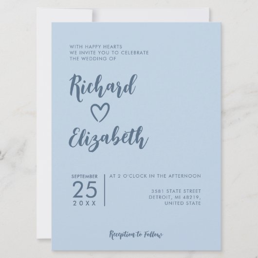 Minimale Typografie Clean Moderne Hochzeit Einladung (Vorderseite)