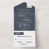 Minimale Typografie Dunkelblauer Chic Moderne Hoch All In One Einladung (Innen Boden)