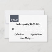 Minimale Typografie Dunkelblauer Chic Moderne Hoch RSVP Karte (Vorderseite)