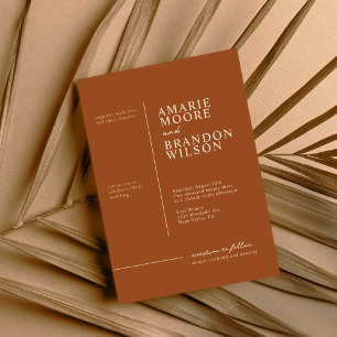 Minimale Typografie Earth Tone Hochzeiteinladung Einladung