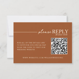 Minimale Typografie Erdtöne Terrakotta QR RSVP Karte