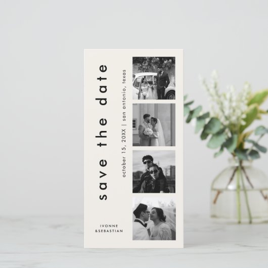 Minimale Typografie Foto Lesezeichen Elegante Hoch Save The Date (Stehend Vorderseite)