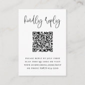 Minimale Typografie Foto QR Code Hochzeit RSVP Begleitkarte (Vorderseite)