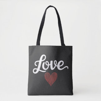 Minimale Typografie für Liebesherzen Romantisches  Tasche