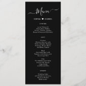 Minimale Typografie Herz Black Wedding Menu Karte (Vorderseite)