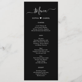 Minimale Typografie Herz Black Wedding Menu Karte