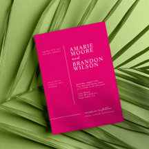 Minimale Typografie Hot Pink Hochzeitseinladung