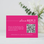Minimale Typografie Hot Pink QR RSVP Karte (Stehend Vorderseite)