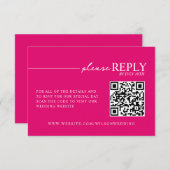 Minimale Typografie Hot Pink QR RSVP Karte (Vorne/Hinten)