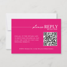 Minimale Typografie Hot Pink QR RSVP Karte