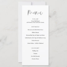 Minimale Typografie-Menü für Hochzeiten